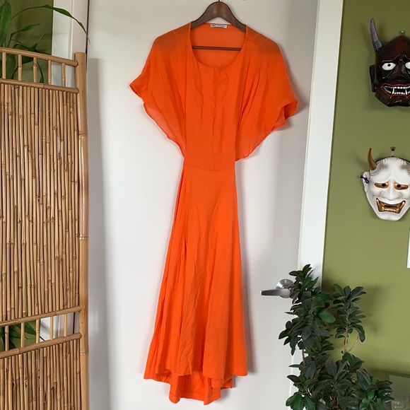 Zara orange midi dress with open back . Size S - Picture 2 of 7